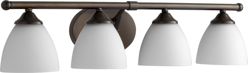 Quorum 5150-4-86 Four Light Vanity, Oiled Bronze w/ Satin Opal Finish - LightingWellCo