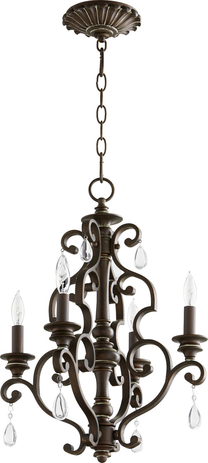 Quorum 6073-4-39 Four Light Chandelier, Vintage Copper Finish - LightingWellCo