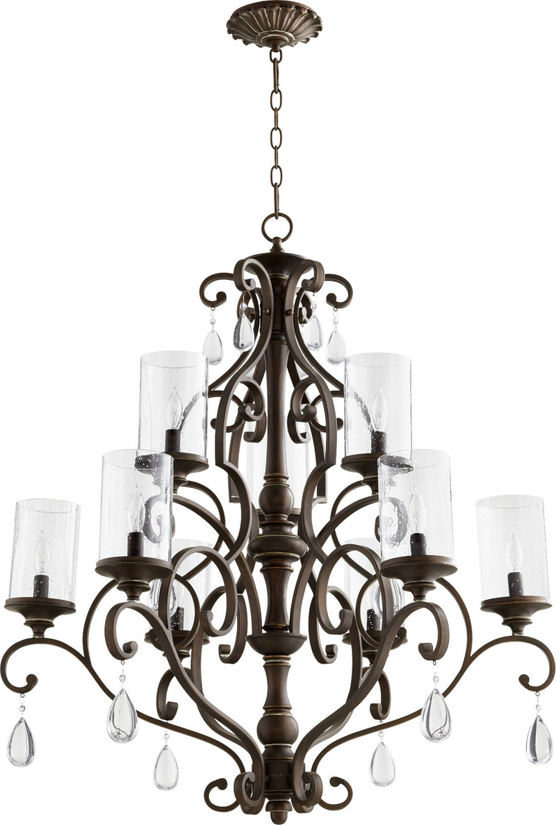 Quorum 6073-9-39 Nine Light Chandelier, Vintage Copper Finish - LightingWellCo