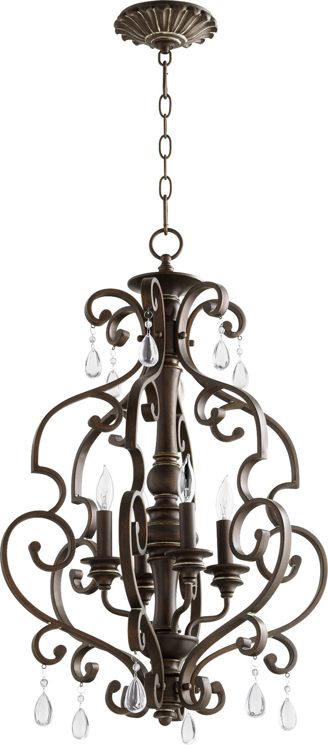 Quorum 6873-4-39 Four Light Entry Pendant, Vintage Copper Finish - LightingWellCo