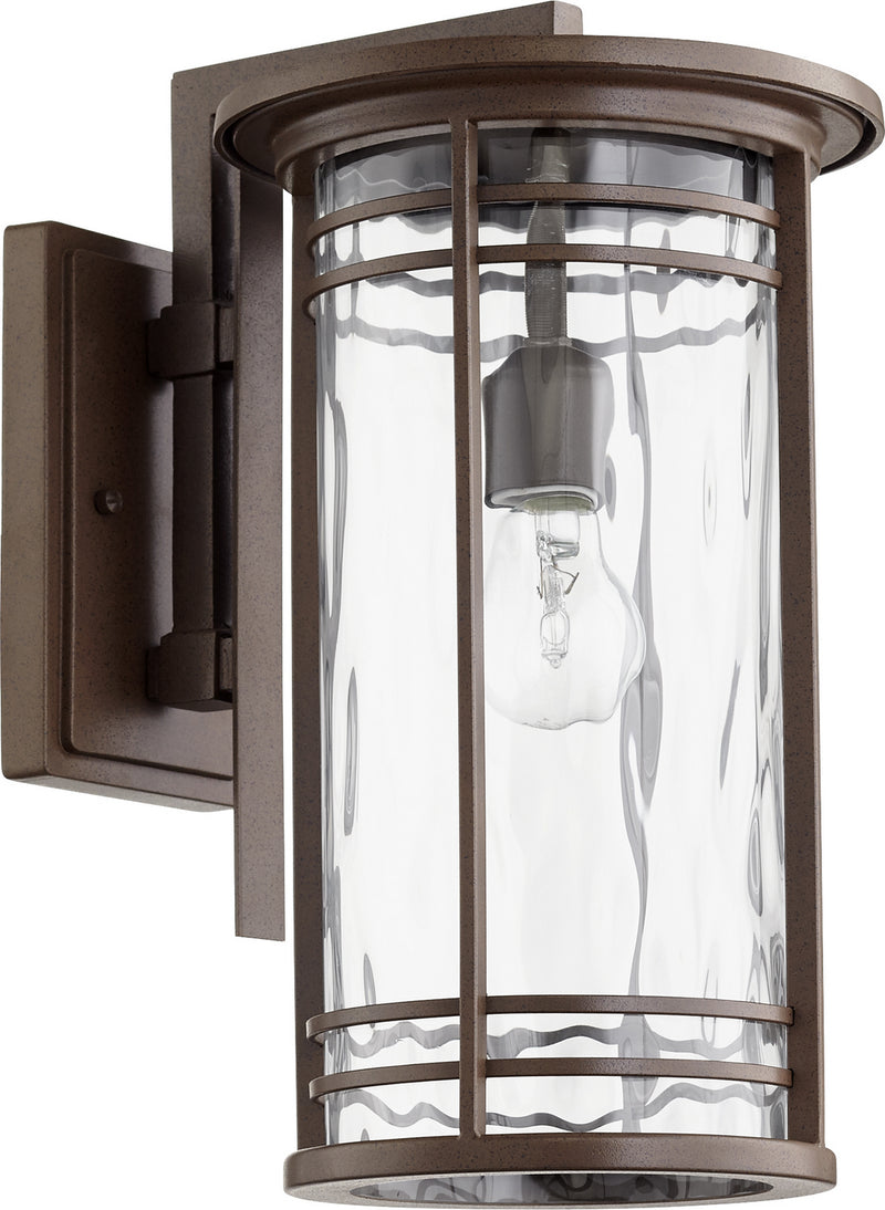Quorum 7916-9-186 One Light Outdoor Lantern, Oiled Bronze w/ Clear Hammered Glass Finish - LightingWellCo
