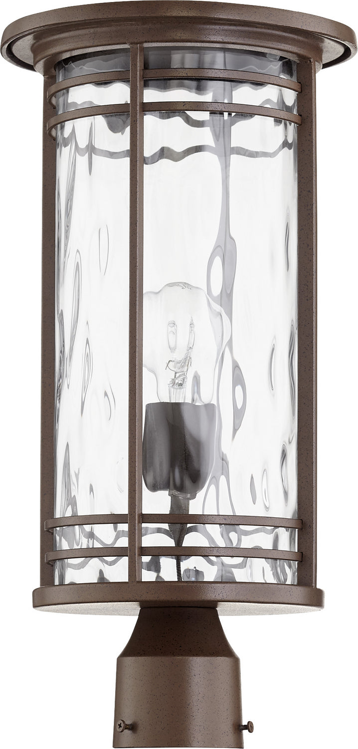 Quorum 7918-9-186 One Light Post Mount, Oiled Bronze w/ Clear Hammered Glass Finish - LightingWellCo