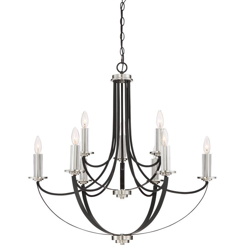 Quoizel ANA5009K Nine Light Chandelier, Mystic Black Finish - LightingWellCo