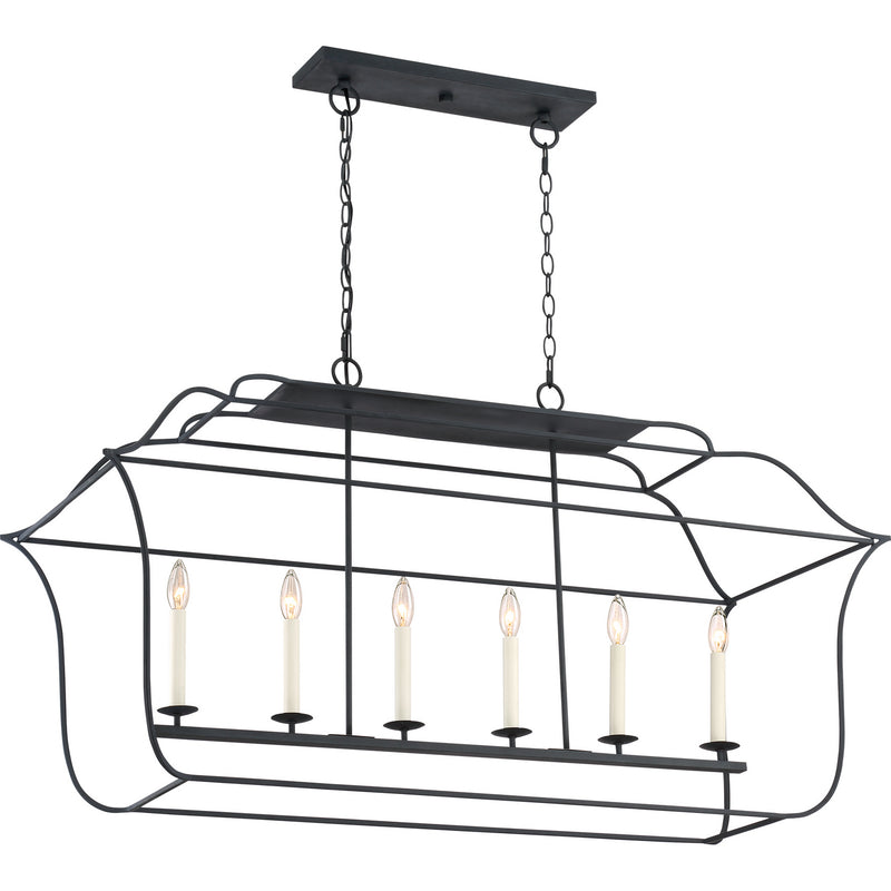 Quoizel GLY648BA Six Light Island Chandelier, Royal Ebony Finish - LightingWellCo