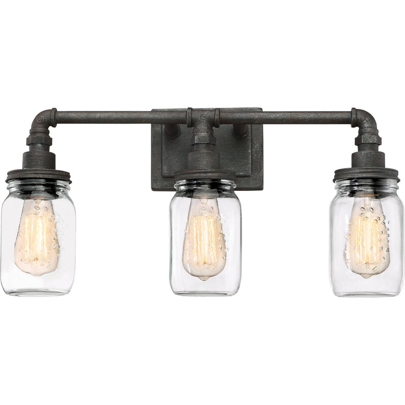 Quoizel SQR8603RK Three Light Bath Fixture, Rustic Black Finish - LightingWellCo