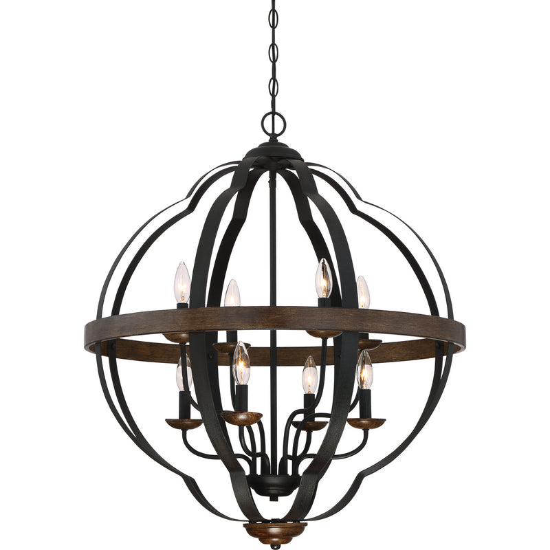 Quoizel SRN5208MK Eight Light Foyer Pendant, Marcado Black Finish - LightingWellCo