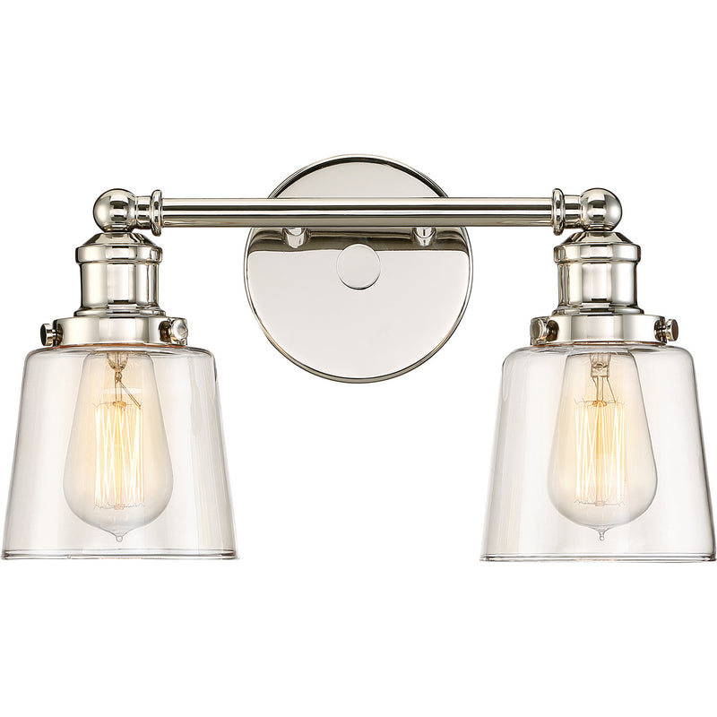 Quoizel UNI8602PK Two Light Bath Fixture, Polished Nickel Finish - LightingWellCo