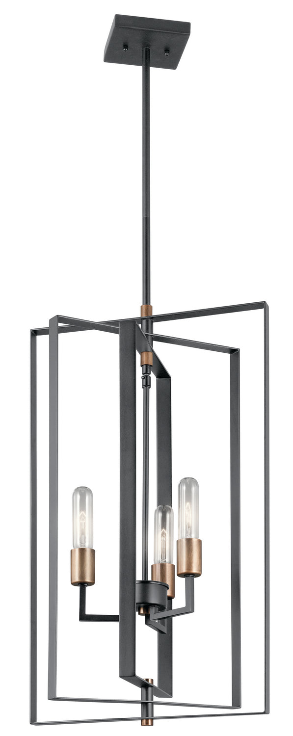 Kichler 43983BK Three Light Foyer Pendant, Black Finish - LightingWellCo