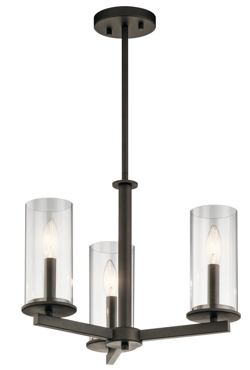 Kichler 43997OZ Three Light Chandelier/Semi Flush Mount, Olde Bronze Finish - LightingWellCo