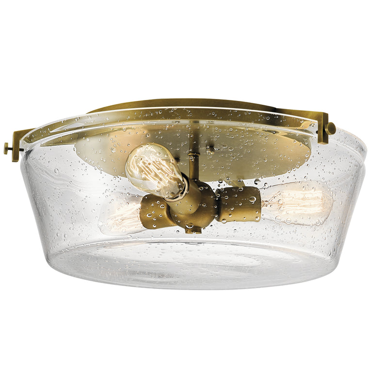 Kichler 45299NBR Three Light Flush Mount, Natural Brass Finish - LightingWellCo