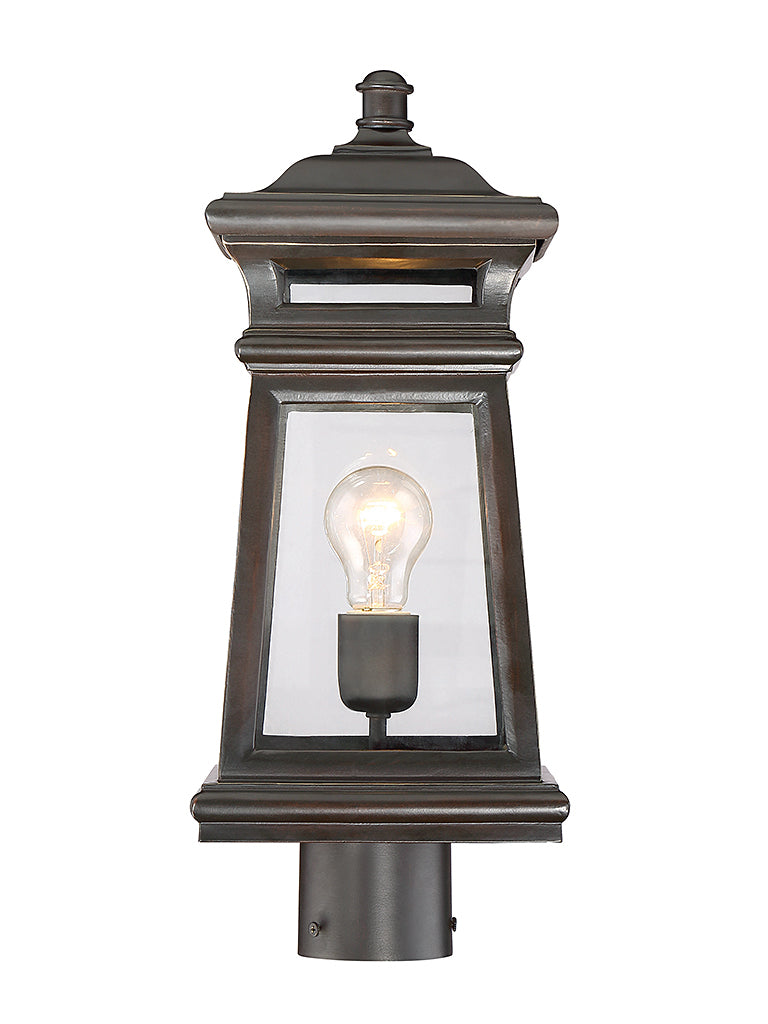 Savoy House 5-244-213 One Light Post Lantern, English Bronze w/ Gold Finish LightingWellCo