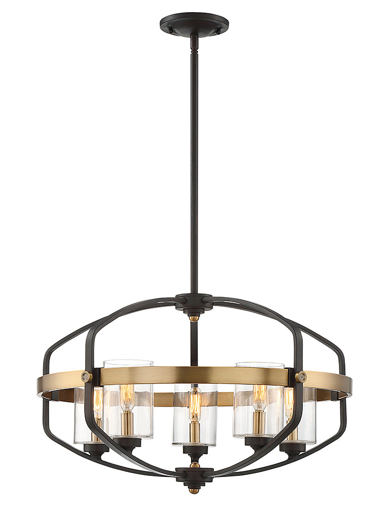 Savoy House Kirkland 7-8041-5-79 Five Light Pendant, English Bronze & Warm Brass Finish - LightingWellCo