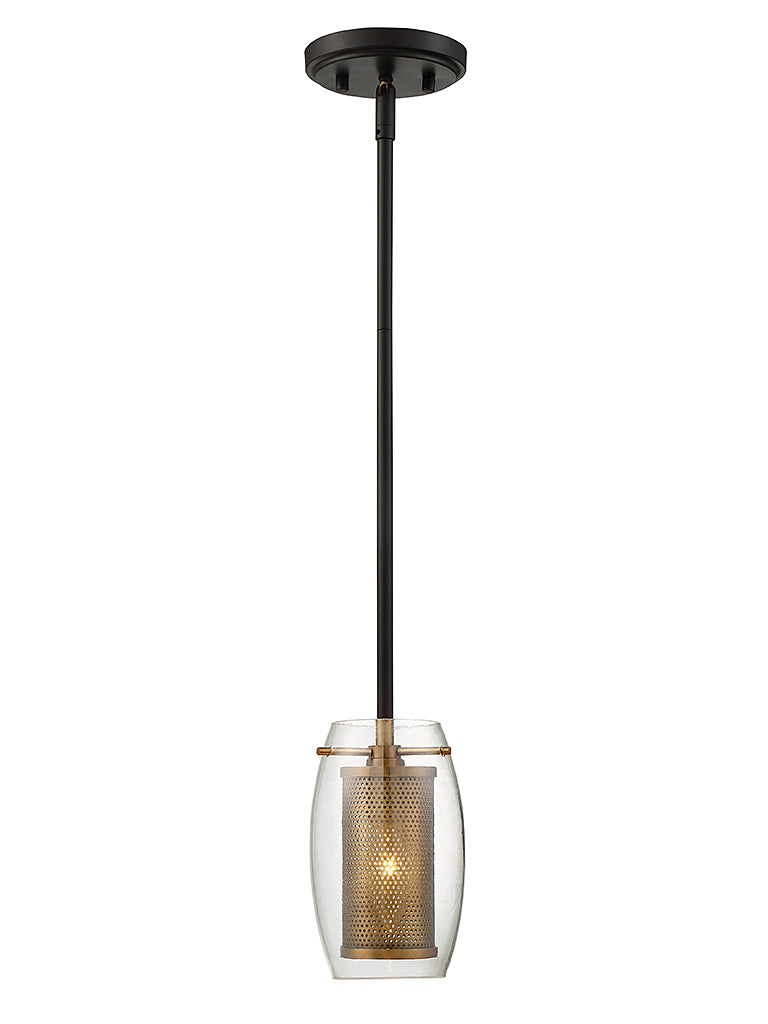 Savoy House Dunbar 7-9064-1-95 One Light Pendant, Warm Brass w/ Bronze Finish - LightingWellCo