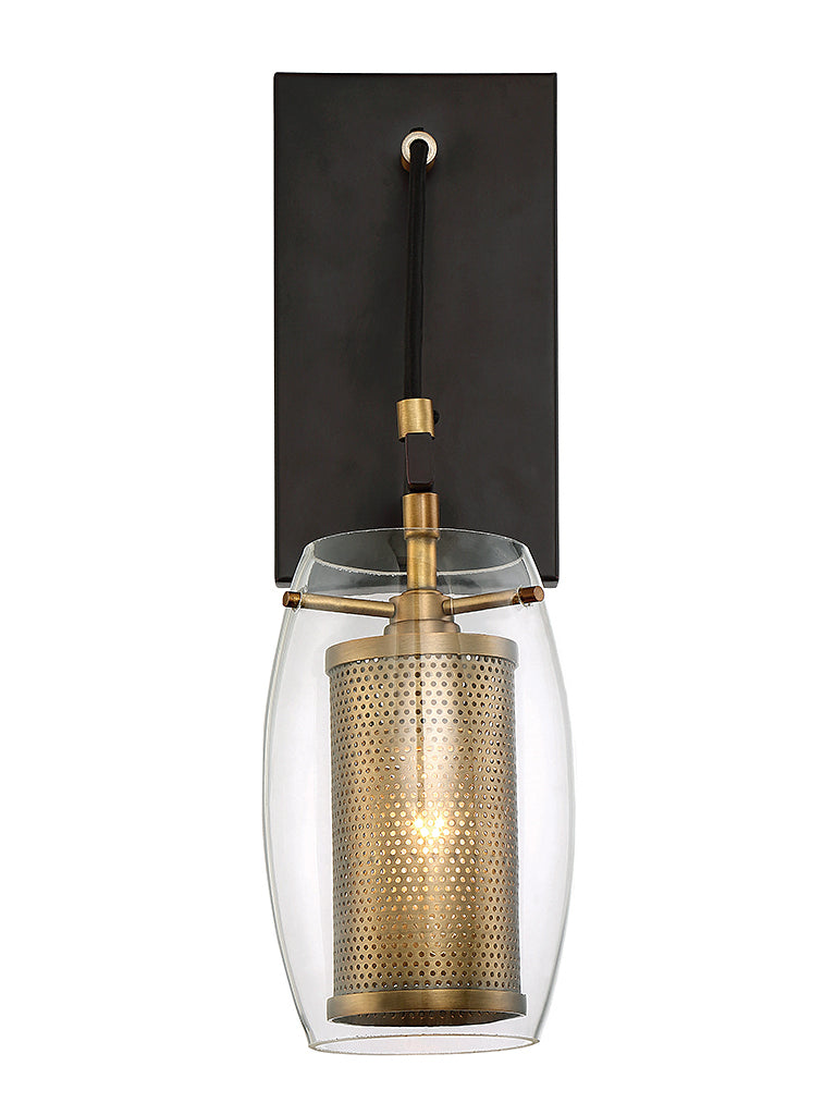 Savoy House Dunbar 9-9065-1-95 One Light Wall Sconce, Warm Brass w/ Bronze Finish - LightingWellCo