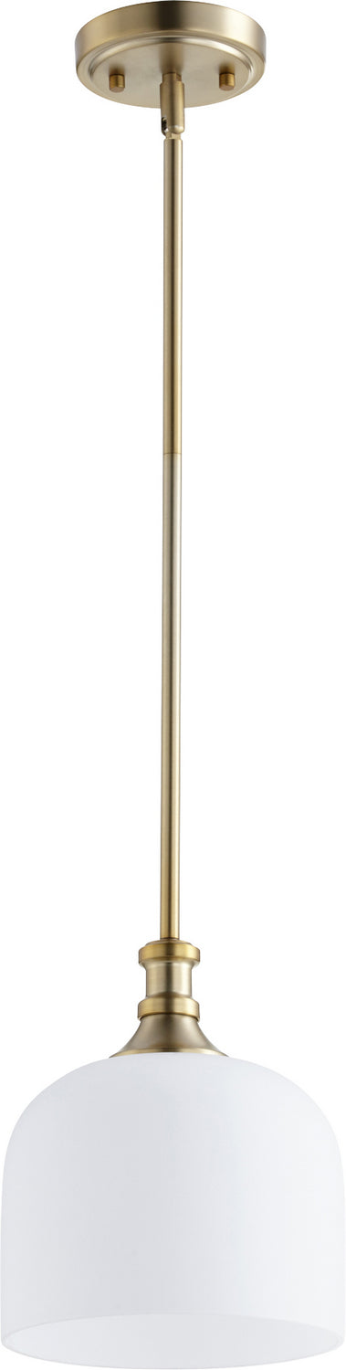 Quorum 3911-80 One Light Pendant, Aged Brass Finish - LightingWellCo