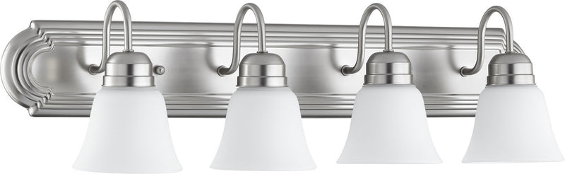 Quorum 5094-4-65 Four Light Vanity, Satin Nickel w/ Satin Opal Finish - LightingWellCo