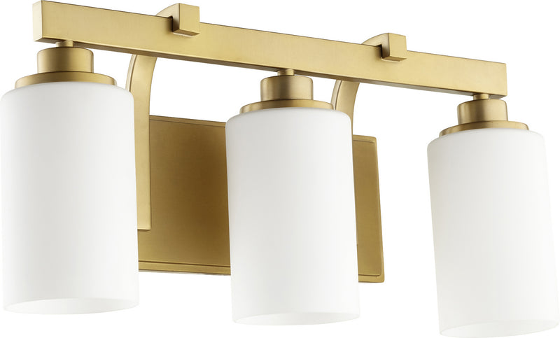 Quorum 5207-3-80 Three Light Vanity, Aged Brass Finish - LightingWellCo