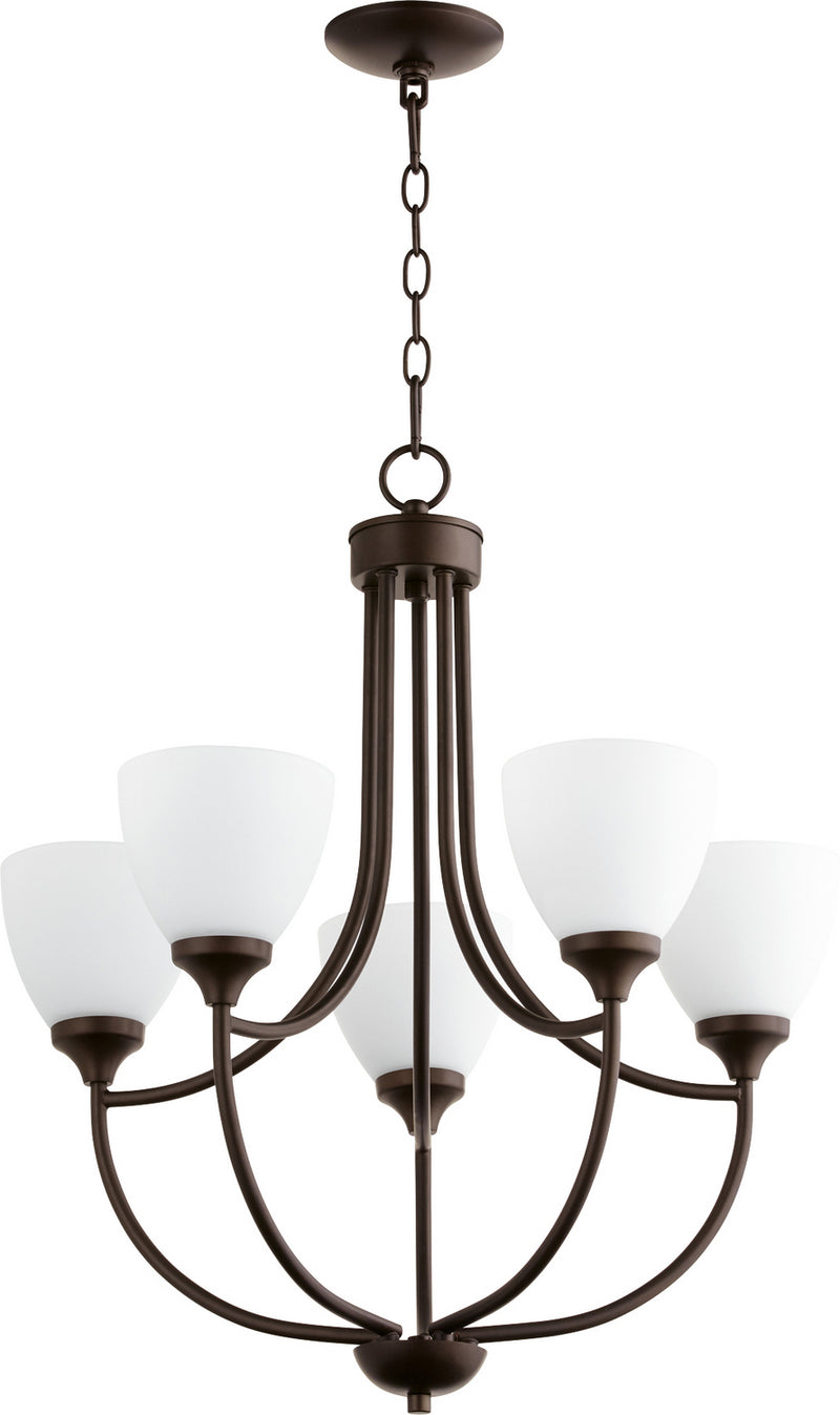 Quorum 6059-5-86 Five Light Chandelier, Oiled Bronze Finish - LightingWellCo