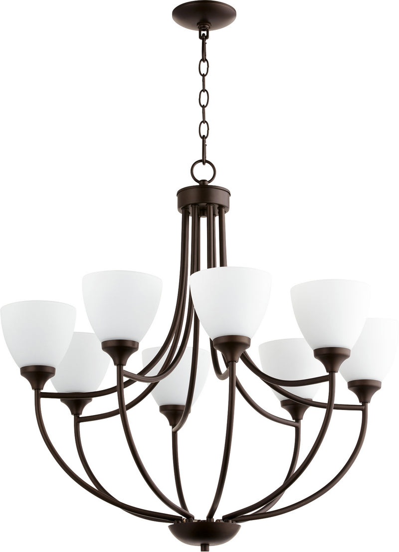 Quorum 6059-8-86 Eight Light Chandelier, Oiled Bronze Finish - LightingWellCo