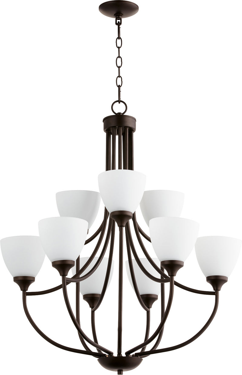 Quorum 6059-9-86 Nine Light Chandelier, Oiled Bronze Finish - LightingWellCo