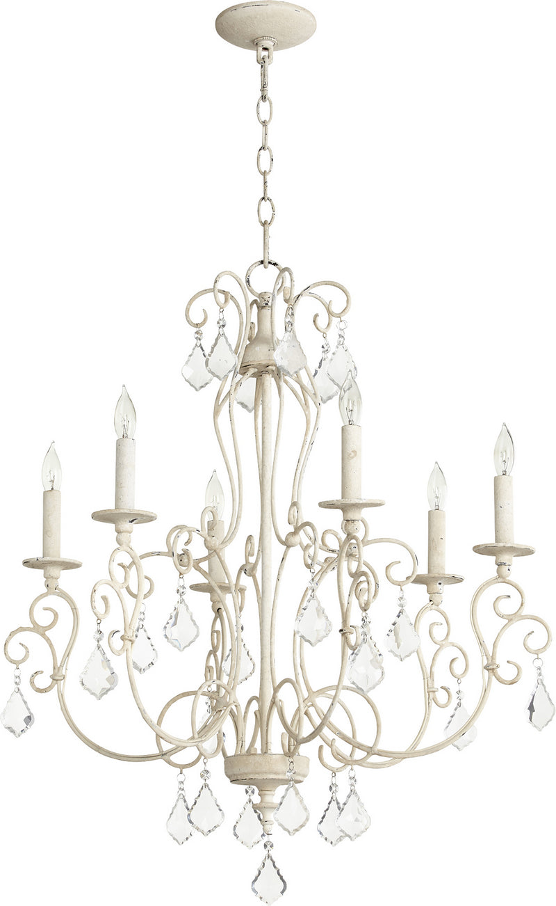 Quorum 6205-6-70 Six Light Chandelier, Persian White Finish - LightingWellCo