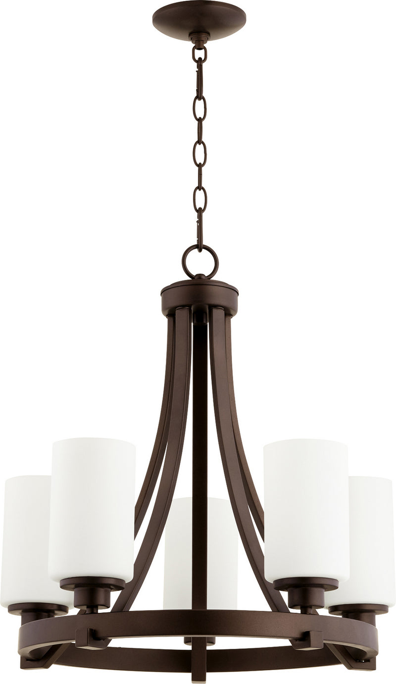 Quorum 6207-5-86 Five Light Chandelier, Oiled Bronze Finish - LightingWellCo