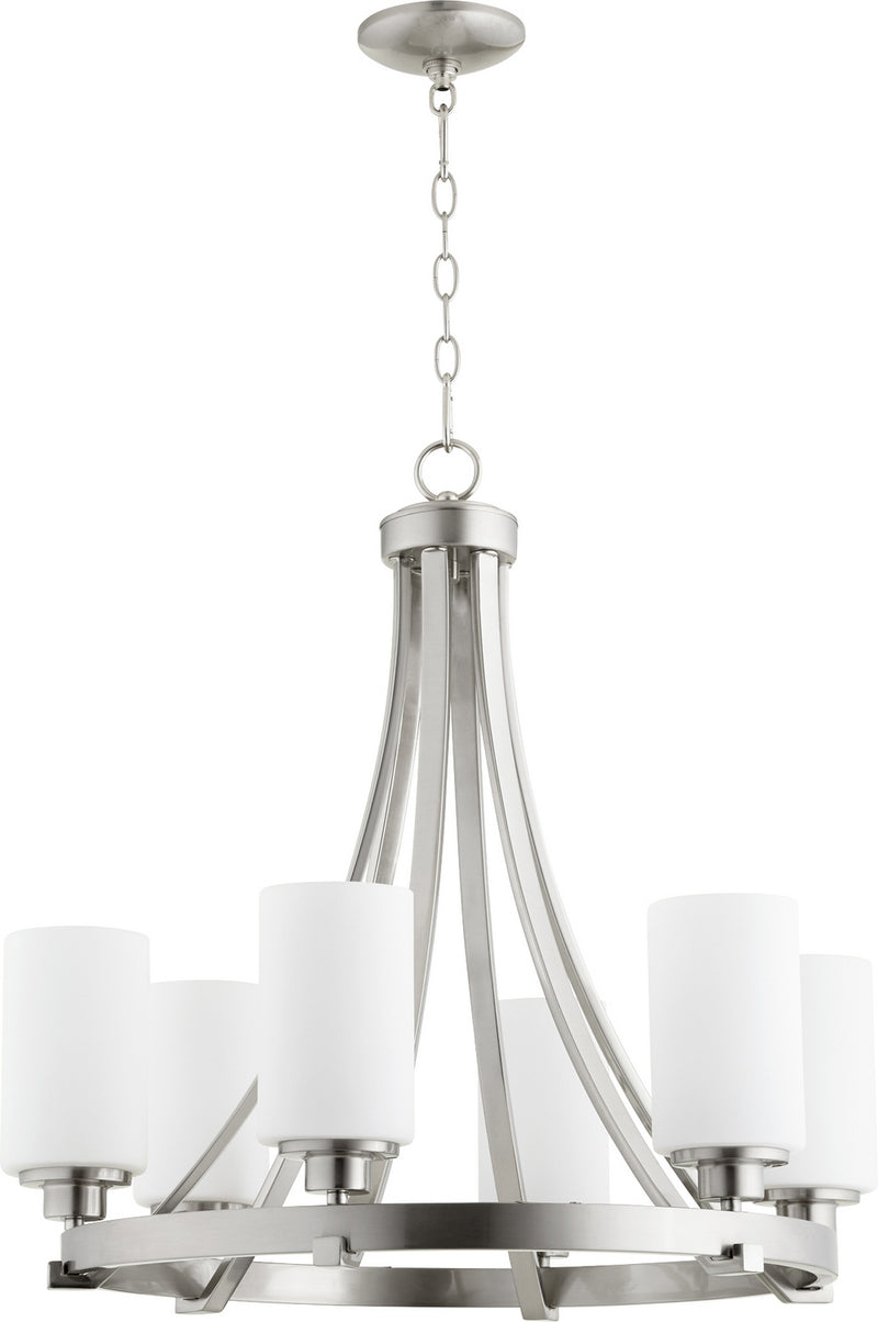 Quorum 6207-6-65 Six Light Chandelier, Satin Nickel Finish - LightingWellCo
