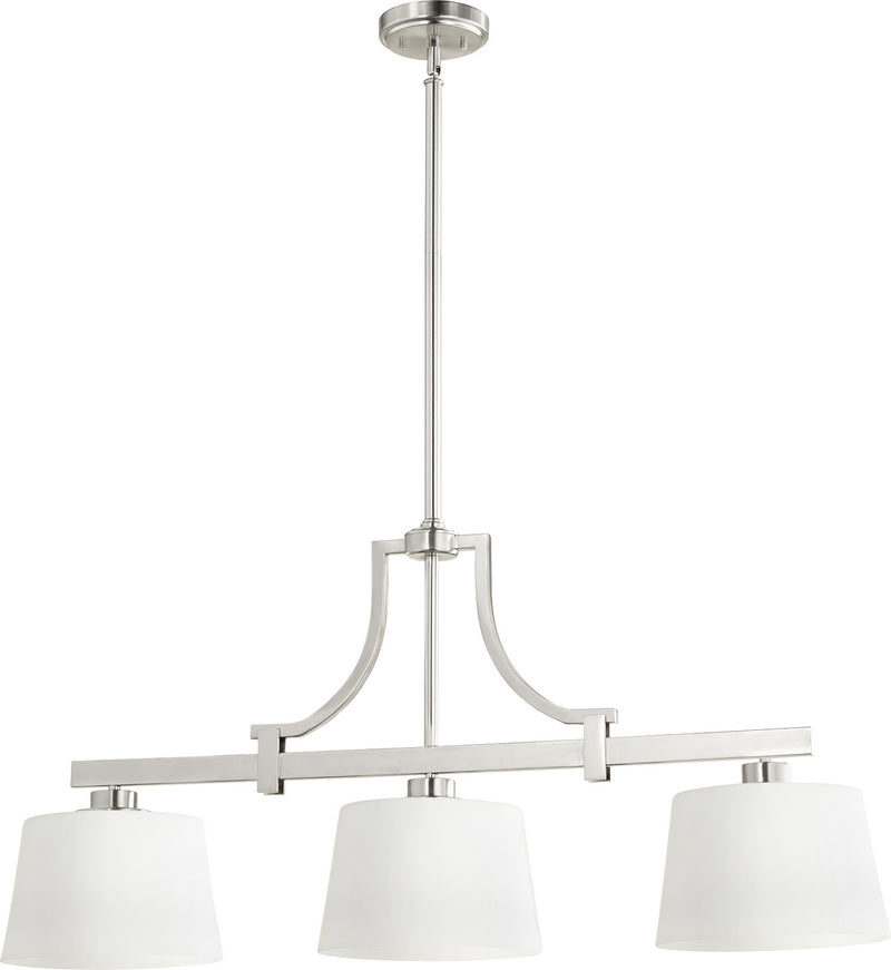 Quorum 6507-3-65 Three Light Island Pendant, Satin Nickel Finish - LightingWellCo