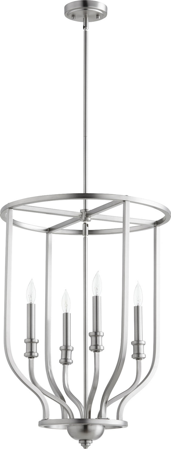 Quorum 6711-4-65 Four Light Entry Pendant, Satin Nickel Finish - LightingWellCo