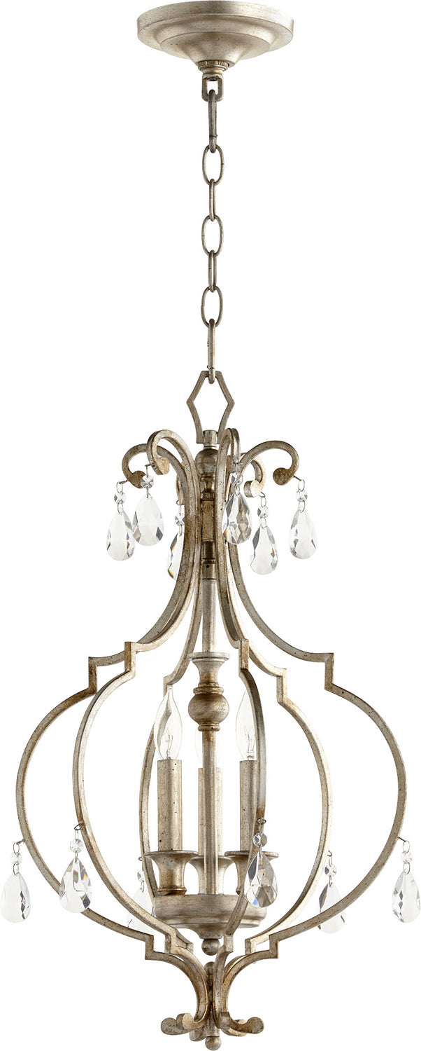 Quorum 6714-3-60 Three Light Entry Pendant, Aged Silver Leaf Finish - LightingWellCo