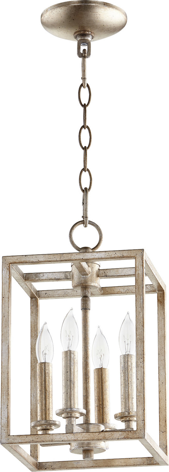 Quorum 6731-4-160 Four Light Entry Pendant, Aged Silver Leaf Finish - LightingWellCo