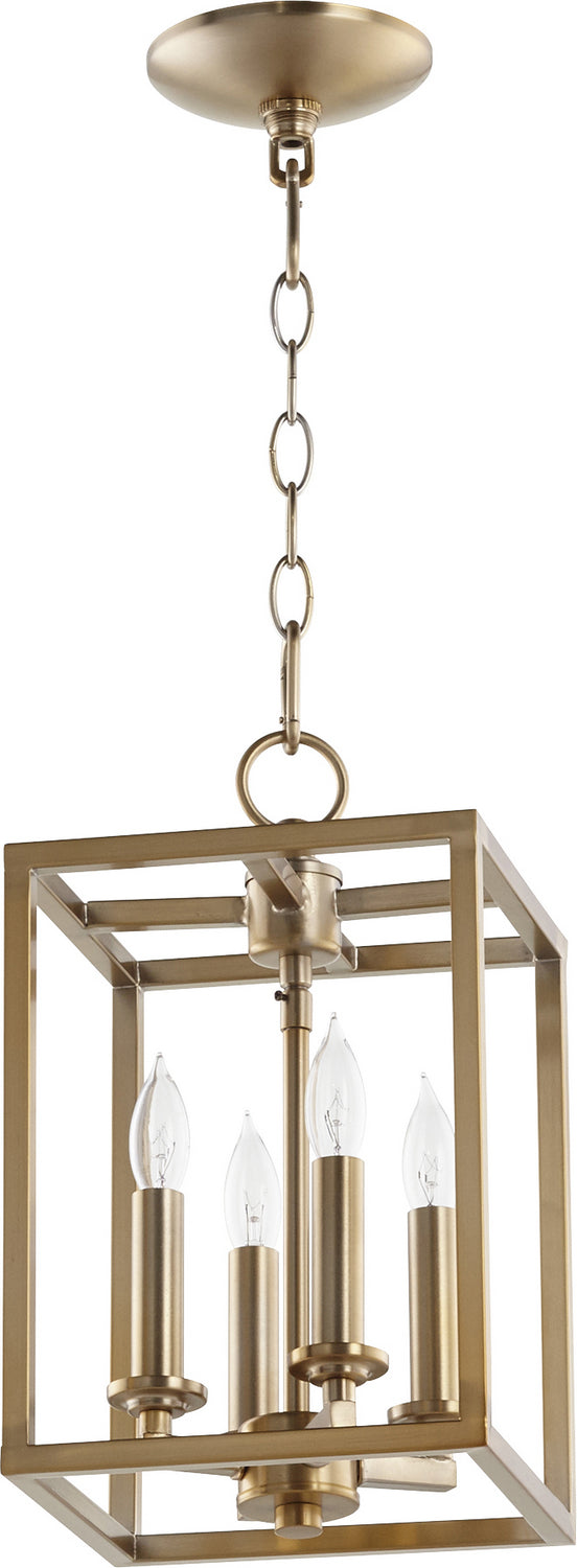 Quorum 6731-4-180 Four Light Entry Pendant, Aged Brass Finish - LightingWellCo