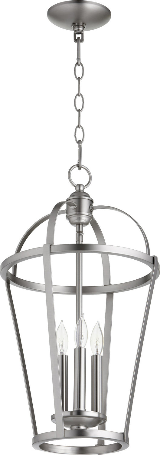 Quorum 6734-3-65 Three Light Entry Pendant, Satin Nickel Finish - LightingWellCo
