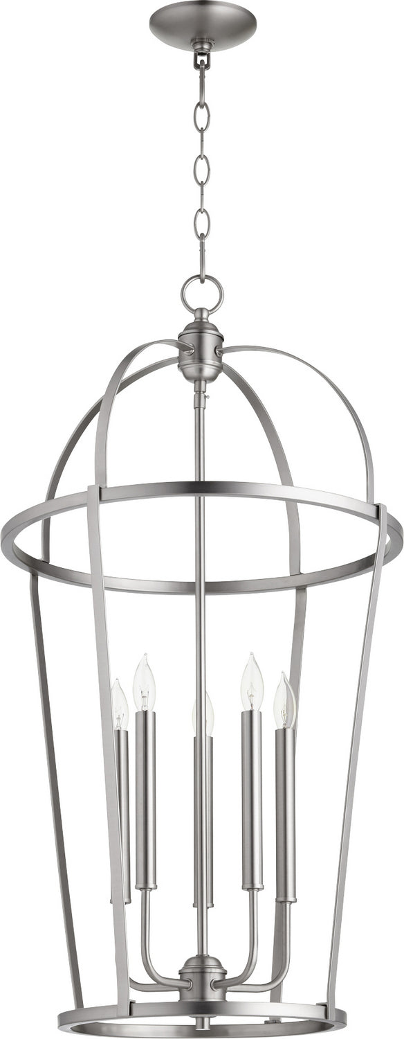 Quorum 6734-5-65 Five Light Entry Pendant, Satin Nickel Finish - LightingWellCo