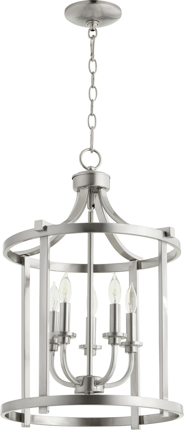 Quorum 6807-5-65 Five Light Entry Pendant, Satin Nickel Finish - LightingWellCo