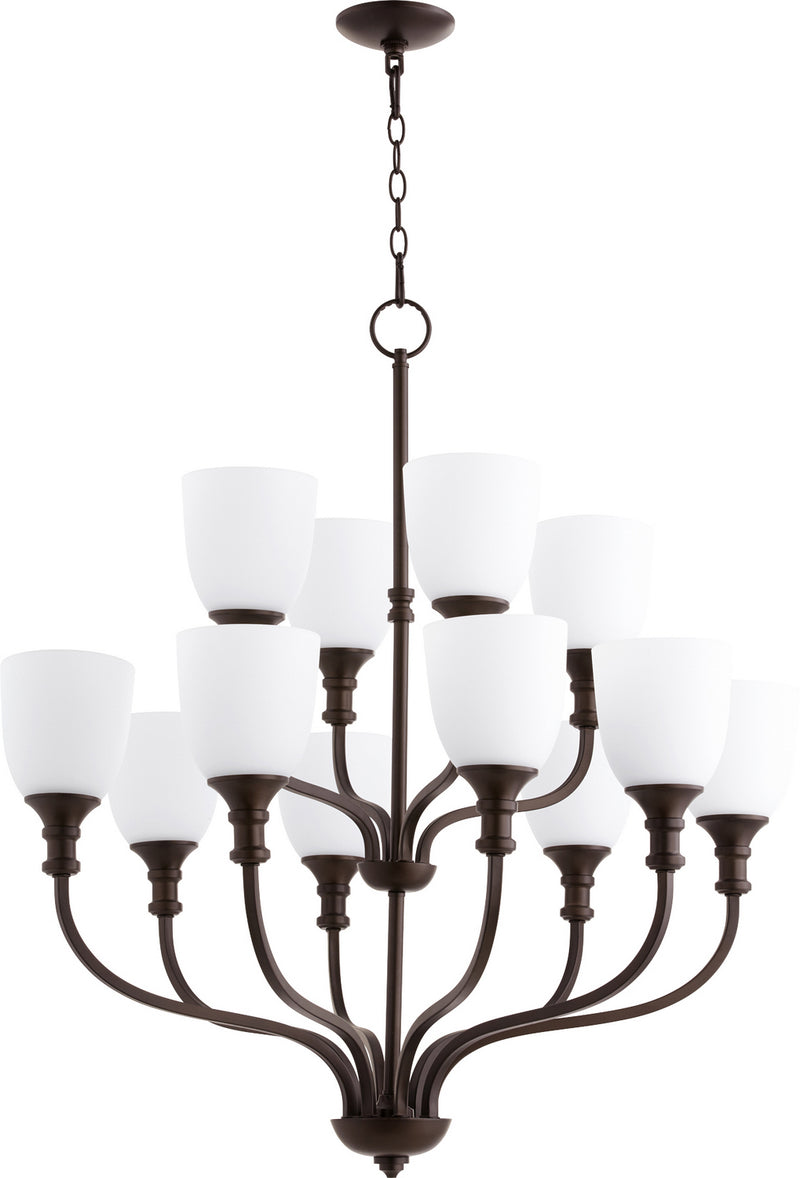 Quorum 6811-12-86 12 Light Chandelier, Oiled Bronze Finish - LightingWellCo