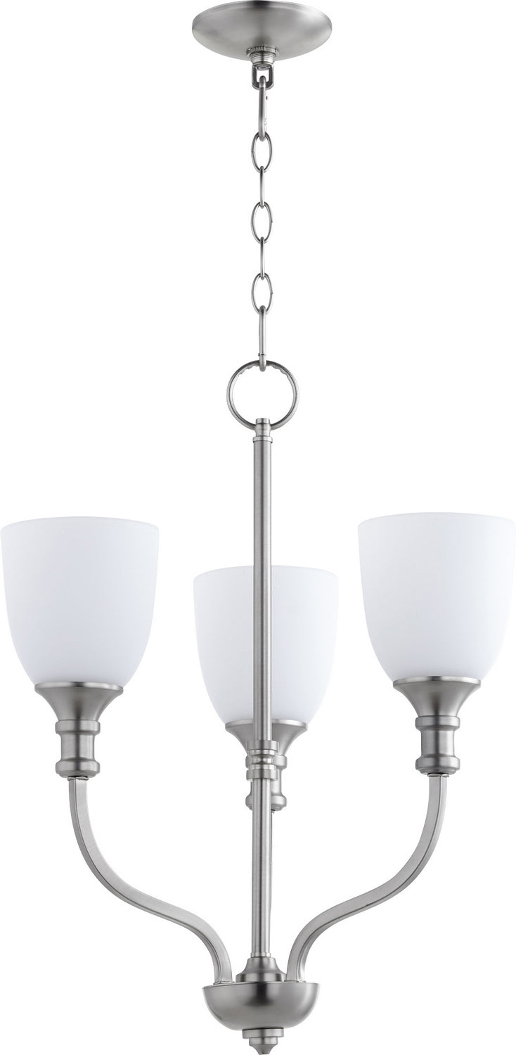 Quorum 6811-3-65 Three Light Chandelier, Satin Nickel Finish - LightingWellCo