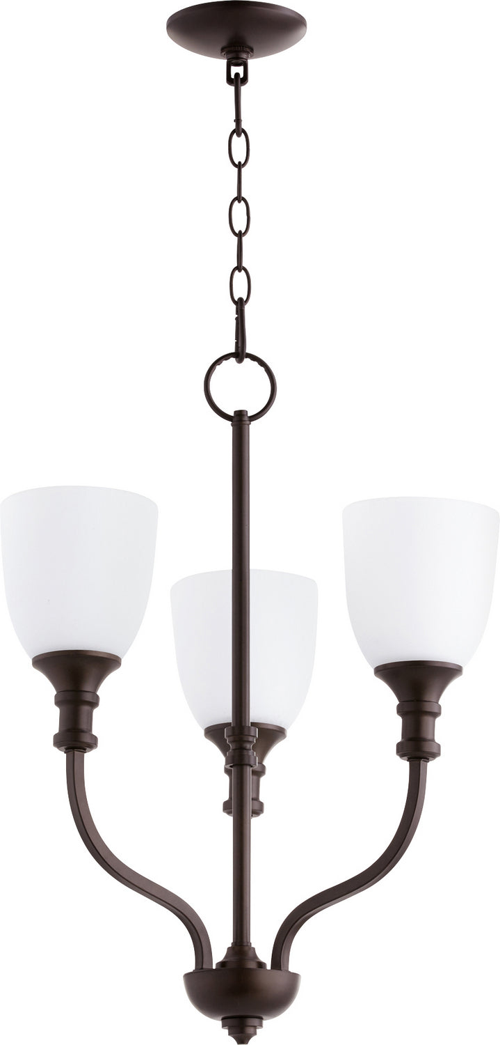 Quorum 6811-3-86 Three Light Chandelier, Oiled Bronze Finish - LightingWellCo
