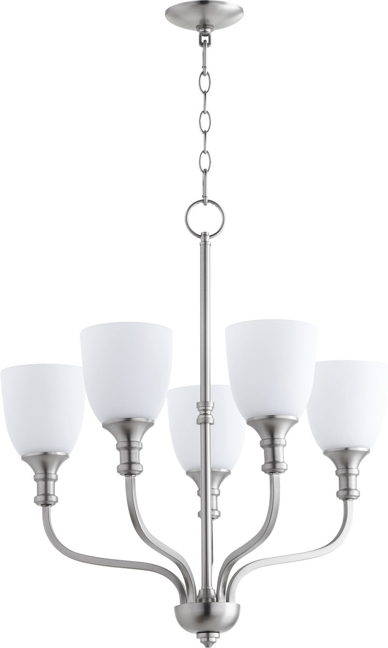 Quorum 6811-5-65 Five Light Chandelier, Satin Nickel Finish - LightingWellCo