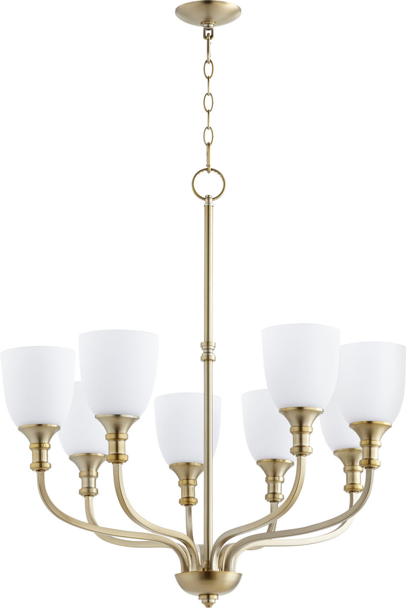 Quorum 6811-8-80 Eight Light Chandelier, Aged Brass Finish - LightingWellCo