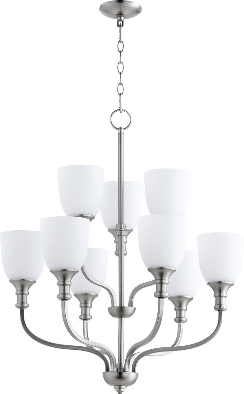 Quorum 6811-9-65 Nine Light Chandelier, Satin Nickel Finish - LightingWellCo
