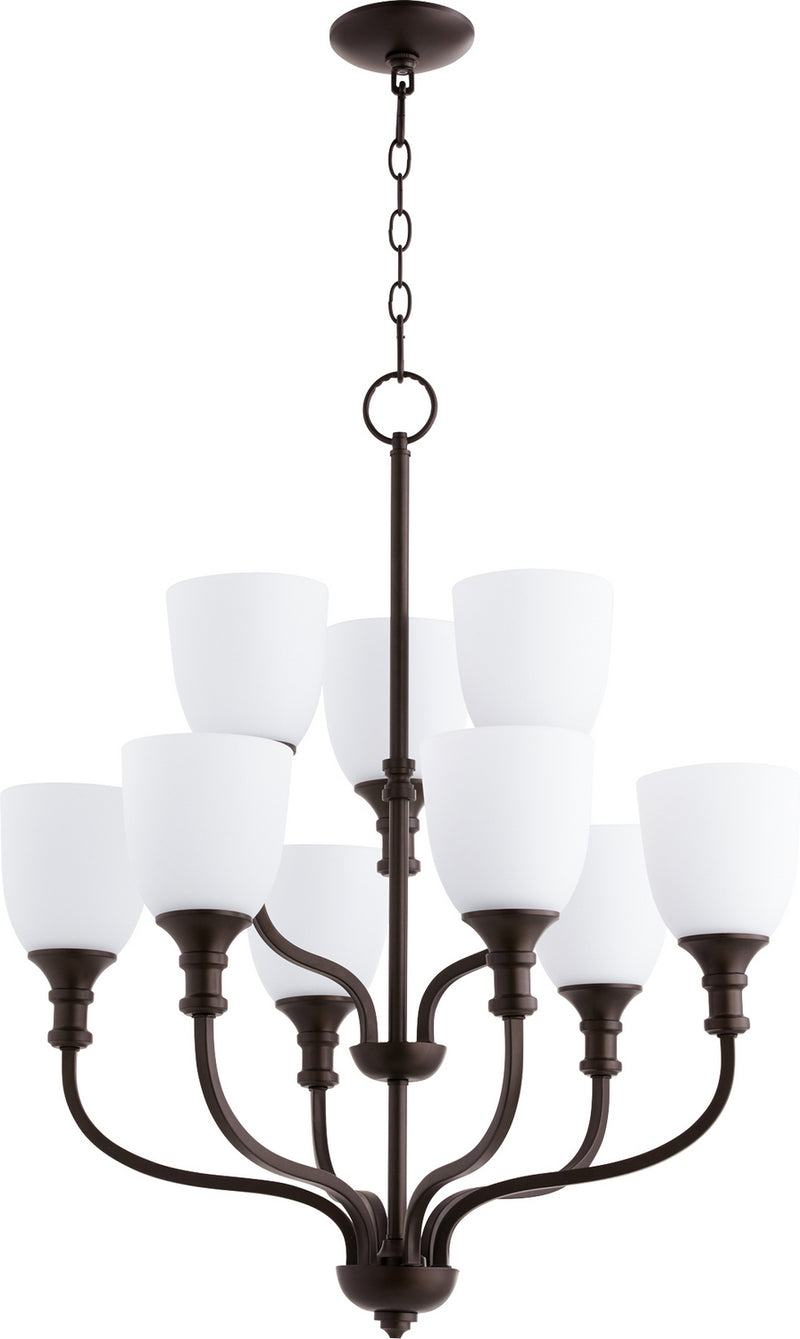 Quorum 6811-9-86 Nine Light Chandelier, Oiled Bronze Finish - LightingWellCo
