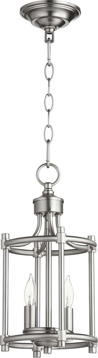 Quorum 6822-2-65 Two Light Entry Pendant, Satin Nickel Finish - LightingWellCo