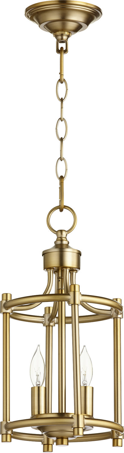 Quorum 6822-2-80 Two Light Entry Pendant, Aged Brass Finish - LightingWellCo