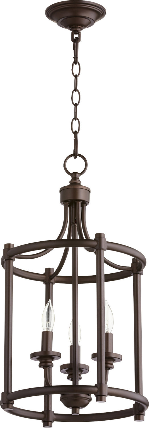 Quorum 6822-3-86 Three Light Entry Pendant, Oiled Bronze Finish - LightingWellCo