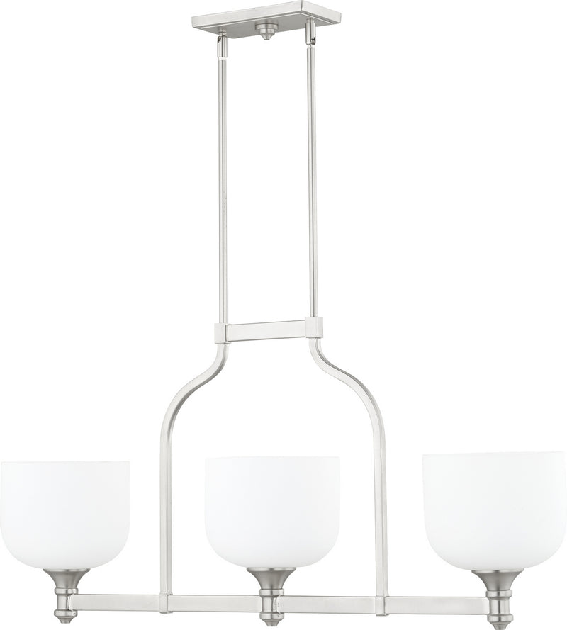 Quorum 6911-3-165 Three Light Island Pendant, Satin Nickel Finish - LightingWellCo