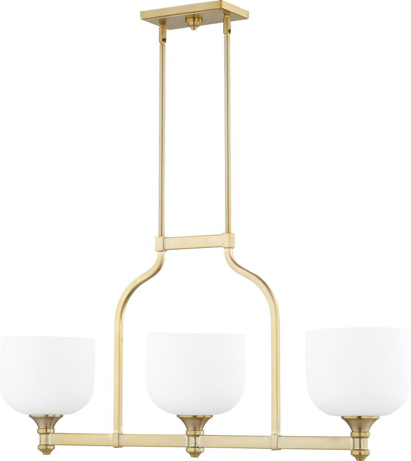 Quorum 6911-3-180 Three Light Island Pendant, Aged Brass Finish - LightingWellCo