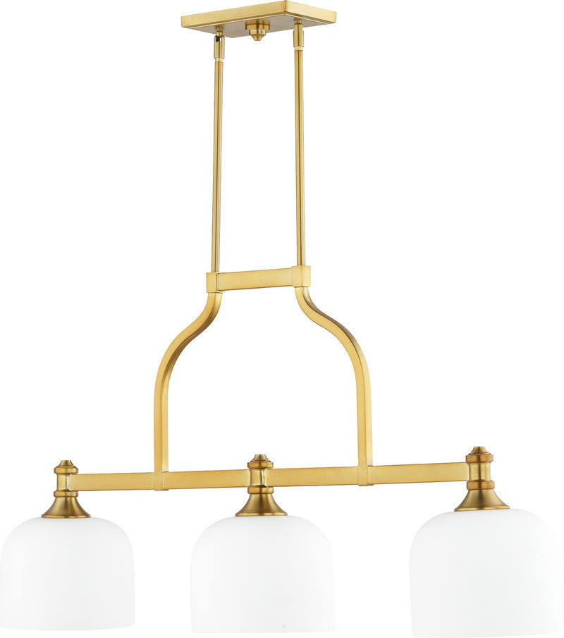 Quorum 6911-3-80 Three Light Island Pendant, Aged Brass Finish - LightingWellCo