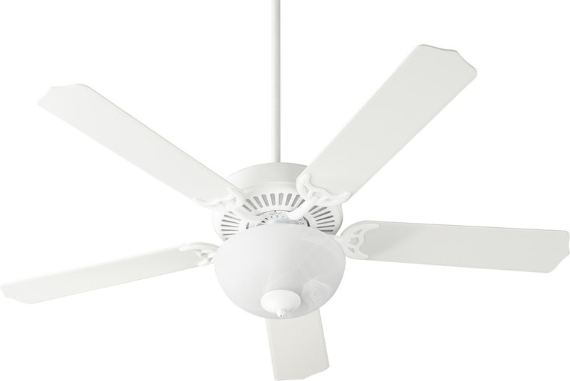 Quorum 7525-9008 52``Ceiling Fan, Studio White w/ Satin Opal Finish - LightingWellCo