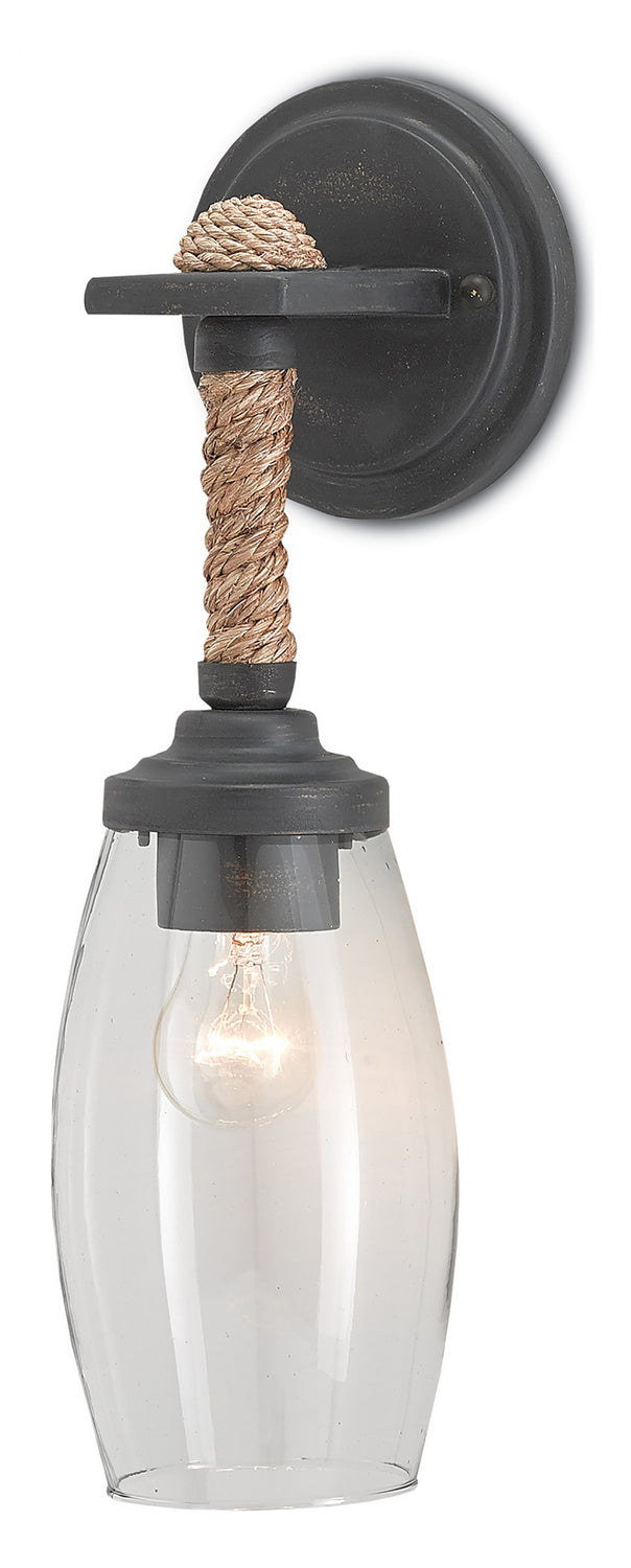 Currey and Company 5000-0049 One Light Wall Sconce, French Black/Natural Finish - LightingWellCo